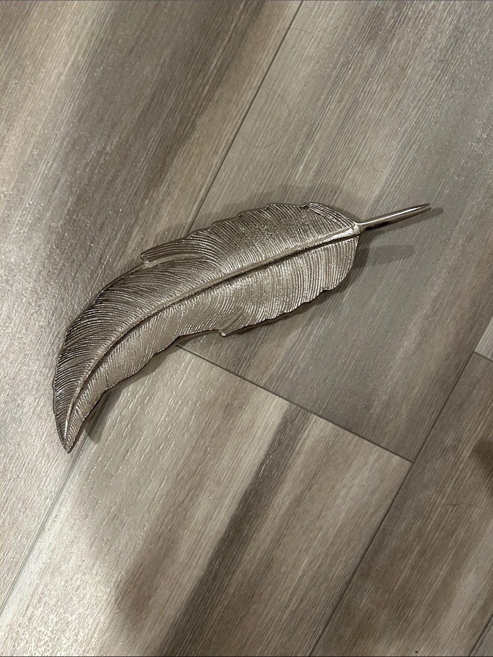 Decorative Metallic Feather Accent - Silver